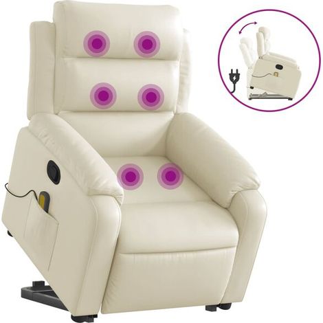 Fauteuil de massage inclinable en similicuir beige (1/5)