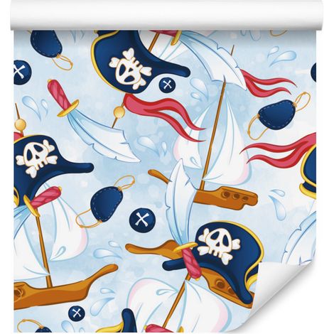 Papel pintado de barcos piratas para salón y dormitorio, 50x1000 cm (1/5)