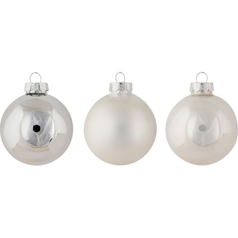 Lot de 12 Boule Noel en Verre, Shiny Matt Opal Argent,D8 Cm (1/3)