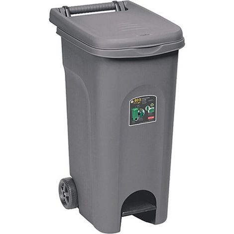 BIDONE ECO SYSTEM 80 LT CON PEDA GRIGIO (1/10)