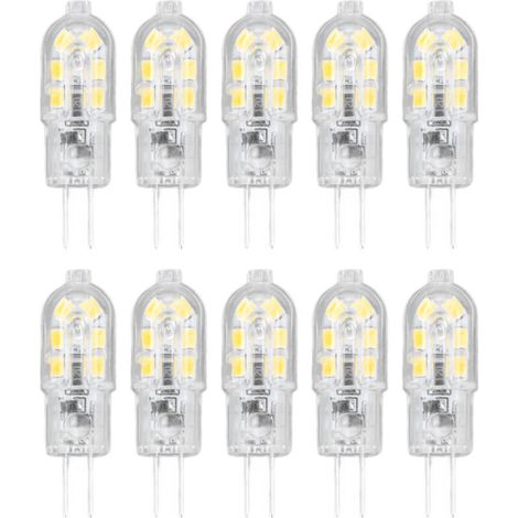 10 Ampoules LED G4 12V, 10Pcs, Blanc Chaud, Éclairage Jardin, Dimmable, Haute Luminosité, Transparent