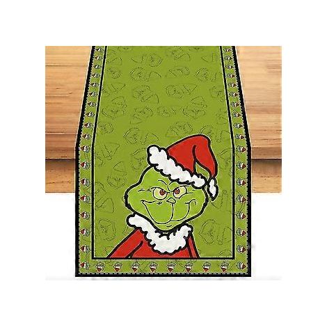 Chemin de table/nappe Grinch de Noël - Décoration de table pour la maison, la cuisine ou la salle à manger - NMAOV( A)