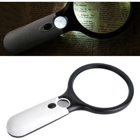 Loupe à main grossissante 3X 45X avec LED, poignée ABS ergonomique, éclairage lumineux, portable pour lecture et examen, outil optique pratique. (1/5)