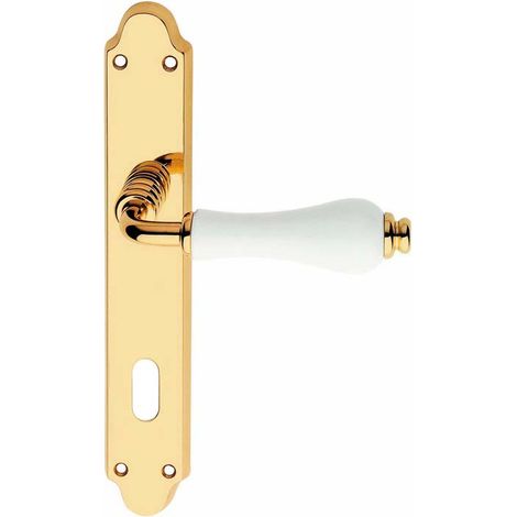MANIGLIA OTTONE DALIA Q 8/70 CERAMICA LUCID BIAN- 1,0 coppie