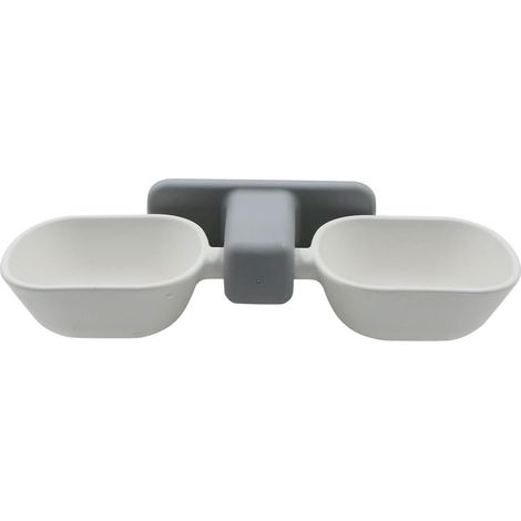 Cat Bowl for Small Dogs - Pets Set Raised Double Bowl Wall Mount with Raised Support, Non-Slip Food Water Dish Kitten Tilted Kibble Cats and Puppies (1/5)