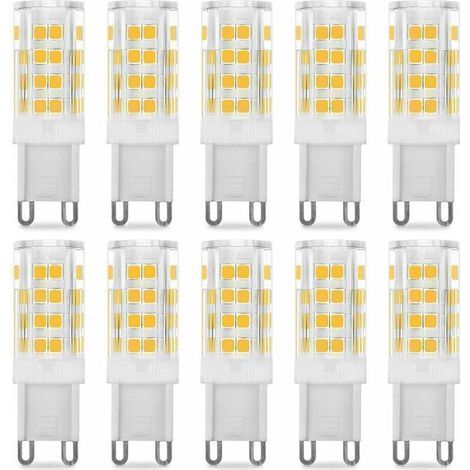 Confezione da 10 lampadine LED G9 da 5W, equivalenti a 40W, luce bianca calda 3000k, 220-240V, angolo del fascio luminoso di 360°. (1/5)