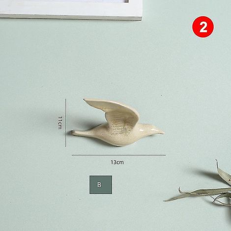 3D-Wanddekorationen aus Keramik in Vogelform – 2 Stück
