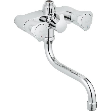 Grohe – Mitigeur de baignoire chrome – Entraxe 120 mm – Montage mural classique – Poignées métalliques avec isolation thermique (1/3)