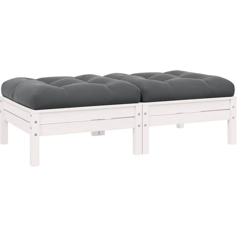 Maison Exclusive - 2-Sitzer-Gartensofa mit Kissen Weiß Massivholz (1/5)