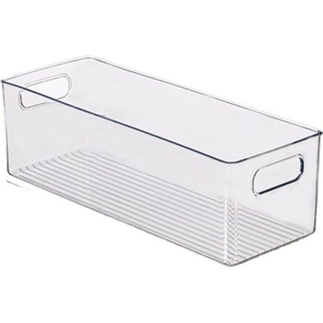 Cabinet/Kitchen Boîte de Rangement, Moyen Bac pour Réfrigérateur en Plastique, Longue Boîte, Transparent (1/4)