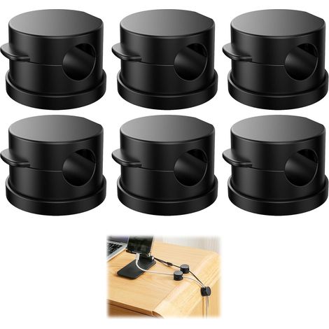 Juego de 6 clips magnéticos para gestión de cables, organizador de cables de escritorio ajustable, clips autoadhesivos para cables, adecuados para cables de carga, cables HDMI, cables de audio, oficin (1/5)