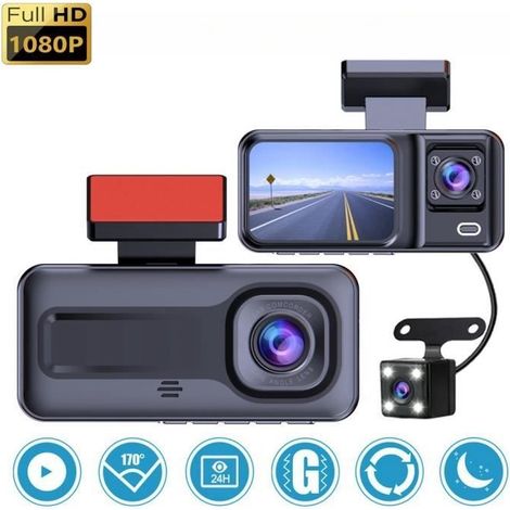 Auto-Dashcam, drei Aufnahmen, 1080p HD, Front- und Rückkamera, 170° Weitwinkel (1/4)