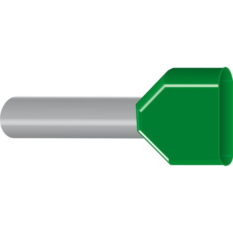 Embout de câblage DOUBLE pour fil souple section 6mm² - vert - collerette isolante - Sachet de 100 pièces