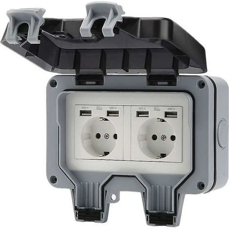Prise de jardin, prise extérieure 16A, USB, prise murale, étanche à la pluie, prise de charge (1/4)