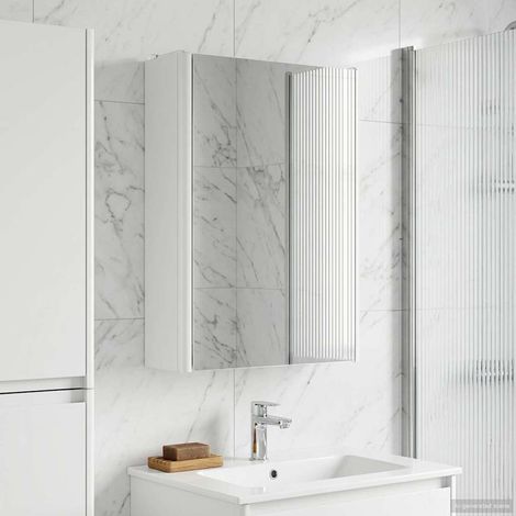 vidaXL Mobiletto per specchio da bagno Bianco 33 x 11,5 x 50 cm