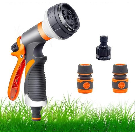 Garden Hose Spray Gun Set, 8 Modes High Pressure Nozzle With Hose Fittings For Watering Plants Or Lawn Pet Bath Car Wash (1/4)