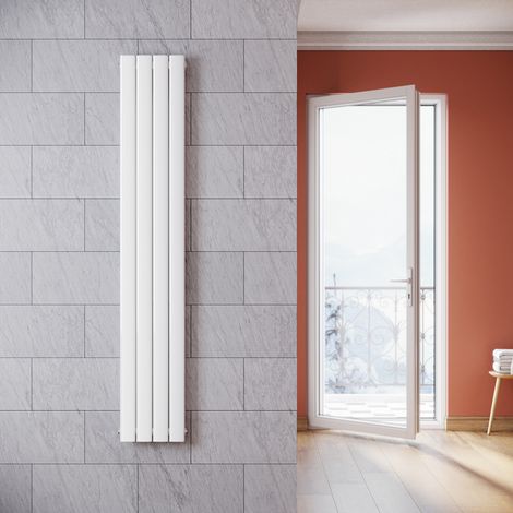 ELEGANT Radiadores de Agua Caliente 1800 x 311 x 48 mm,Radiador de Salón Potencia 536 W,Doble Capa vertical,Conexiones Centrales G 1/2" - Blanco