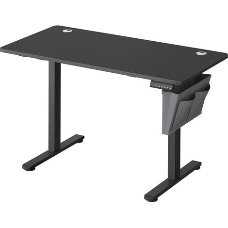 Bureau électrique assis-debout bureau réglable en hauteur 60 x 120 x (72-120) cm 4 hauteurs mémorisables pochette de rangement pour bureau noir (1/5)