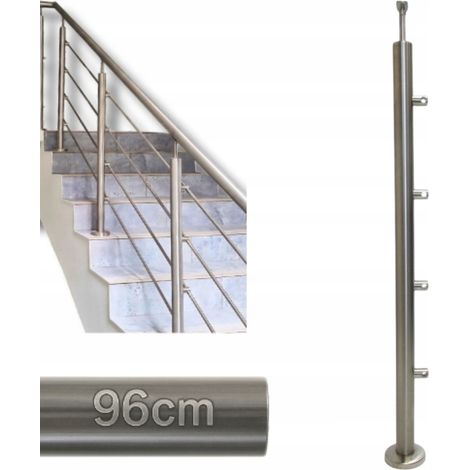Poteau de garde-corps - 96 x 4,24 cm - Acier inoxydable - Résistant et réglable - Design moderne