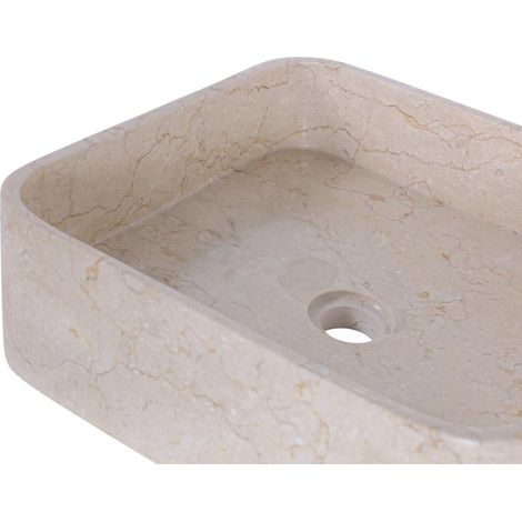 Vasque à poser carrée en marbre crème 40cm SKUT-P CREAM - 40x40x13 cm - Kayu Meuble (1/5)