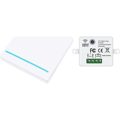 Interrupteur sans fil intelligent Tuya Wifi RF433Mhz 1 bouton avec télécommande pour lampe LED blanche (1/5)