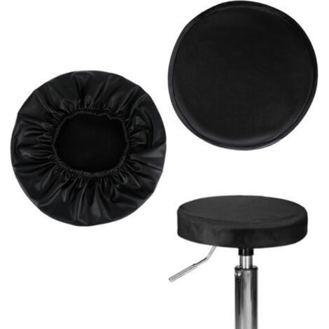 (34 cm de diamètre) Ensemble de 2 housses de tabouret de bar rondes en similicuir imperméables pour bar, cuisine, restaurant (1/4)
