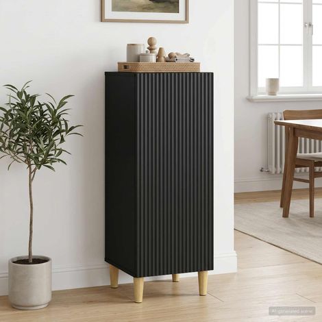 Buffet noir avec rangement et porte pivotante, bois d’ingénierie, 33 x 34,5 x 90 cm - PANGIVO (1/5)