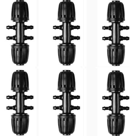 6 Pcs D'Outil D'Arrosage Automatique avec Connecteur D'Irrigation Goutte à Goutte à Trois Voies, Raccords de Tuyau D'Irrigation de 1/2 Pouce à 1/4 Pouce (Convient pour 13 mm ID/4 mm ID)
