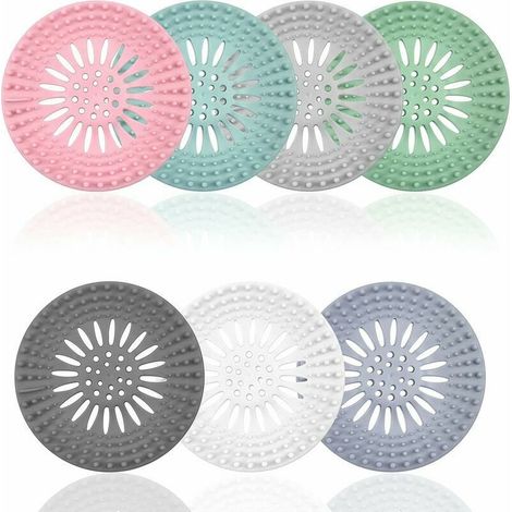 7-piece silicone hair filter set, shower drain covers, sink drain strainer, sink drain filter, shower and sink drain filter (1/5)