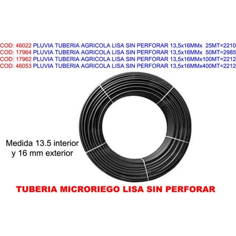 Tube d'irrigation agricole lisse sans perforation 13,5x16mm 100m