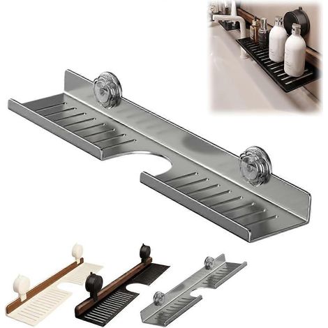 Étagère de rangement pour lavabo sans perçage étagère en forme de U pour robinet fixation sécurisée sur comptoir gain de place (1/5)