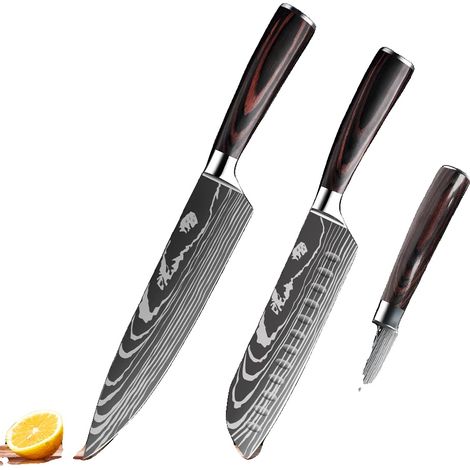 Juego de cuchillos de cocina, acero inoxidable de alto contenido en carbono, mango ergonómico, ADI (1/2)