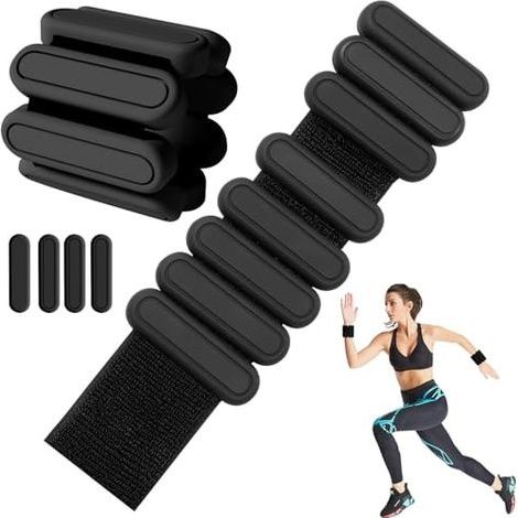 2 Pièces Poids de Cheville Réglables Poids Poignet Set, Poids Musculation en Silicone, Idéal Bracelet Poids pour Jogging, Yoga, Pilates, Cardio-Training, Danse, Pour Femme & Homme, 450 (1/5)