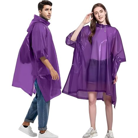 Lot de 2 ponchos imperméables pour adultes, ponchos de pluie réutilisables pour femmes, ponchos de pluie en EVA avec capuche (1/5)