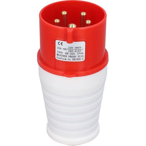 Connettore industriale 5 pin 32A IP44 impermeabile, a prova di polvere per l'aviazione 220-380V/240-415V HR-025 (maschio) (1/5)