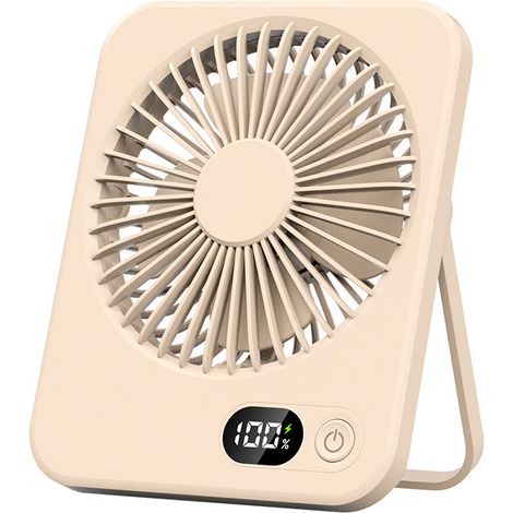 Ultraleiser Tischventilator der Summer-Serie mit starkem Luftstrom für Büro und Zuhause, neigbar und tragbar für unterwegs, 5 Geschwindigkeitsmodi mit wiederaufladbarem Akku