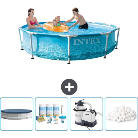 Intex-Schwimmbecken mit rundem Rahmen – 305 x 76 cm – Wasserdruck – im Lieferumfang enthalten Accessoire CB63