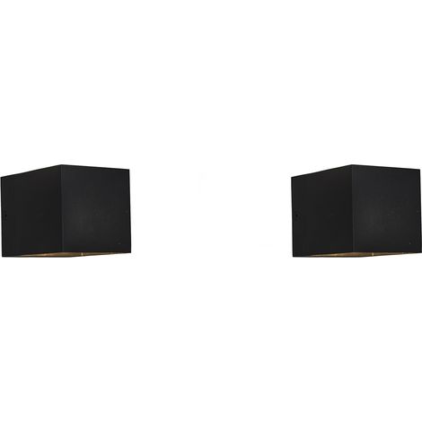QAZQA + Moderno Set de 2 Apliques modernos negros - Transfer Aluminio Cuadrada Adecuado para LED Max. 1 x 40 Watt (1/4)