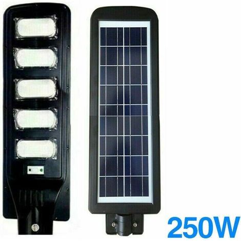 LAMPIONE LED CON PANNELLO SOLARE CREPUSCOLARE 250W LUCE FREDDA IP65 +TELECOMANDO (1/5)