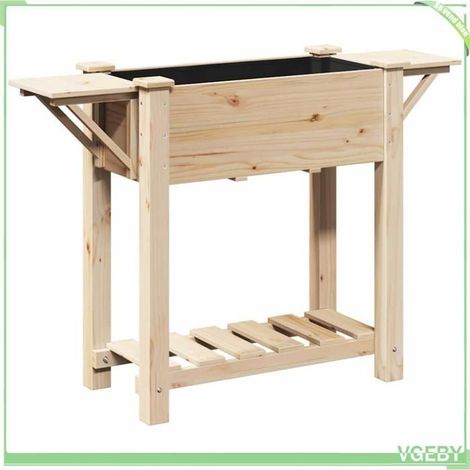 Jardinière de jardin - FAFEICY - 111 x 37 x 76,5 cm - Beige - Sapin massif - Étagère intégrée (1/5)