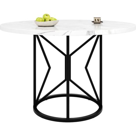 ELVMI Runder Esstisch mit Verstellbaren Füßen, Metallgestell, Esszimmer, 100 x 100 x 76 cm, Schwarz (1/5)