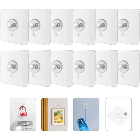 Accroche Cadre Sans Percer, 32PCS Attache Cadre Adhésif, Languettes Accroches Tableaux, Accroche Murale pour Accroche Cadres Photo Art Mural Décorative, San Trou San Endommager(Transparent)