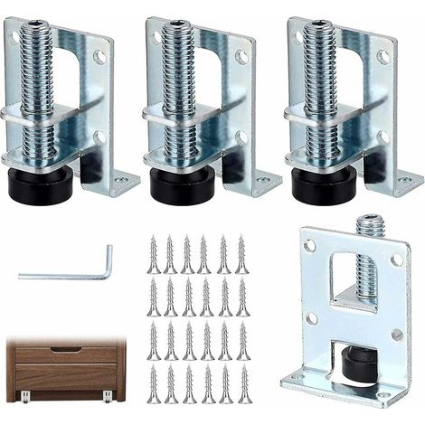 VURAHOME - Lot de 4 pieds de nivellement pour meubles - Charge lourde - Réglable - Pour meubles - Table - Armoires - Étagères - Avec vis et clé hexagonale (1/5)