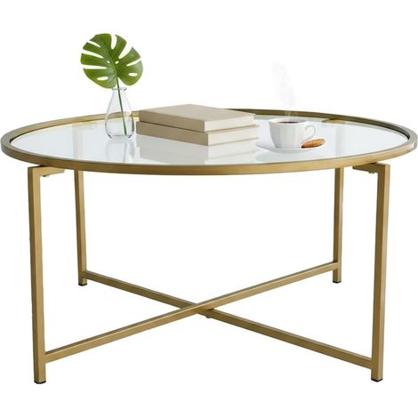 Dmora - Wohnzimmertisch Cursa, Niedriger Wohnzimmertisch, Kaffeeregal, Couchtisch für Sofa, 83x83h40 cm, Gold, mit verstärkter Verpackung