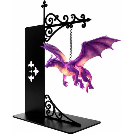 Irovami Lampe bibliothèque dragon flottant – LED chaude, décoration fantastique, cadeau lecteur (1/5)