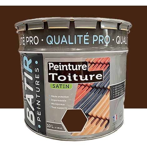 Peinture toiture 10 L brun – Résine acrylique pour protection et décoration – Excellente résistance intempéries – Rendement 85 m² – RCA (1/2)