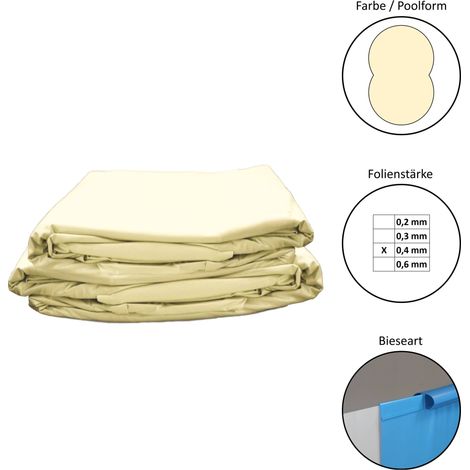 Poolfolie Ersatzfolie Achtformbecken 470x300x120cm - Dicke 0,4mm - Einhängebiese - sand 470x300x120cm (1/3)