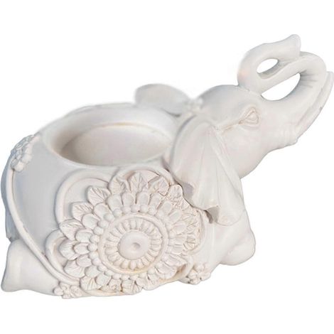 B-White Bougeoirs Animaux Éléphant Sculpture Porte-Bougie Chauffe-Plat Décoration Petit Porte-Bougie ... (1/5)