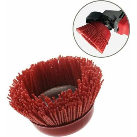 Filament en Nylon Abrasif - Coupe Brosse en Acier - Filetage Interne M14x2 - 75mm - Rouge - 2pcs (1/4)