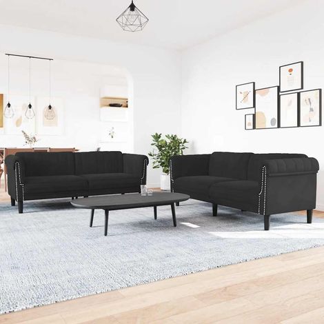 Ensemble de canapés 2 pcs noir velours (1/5)
